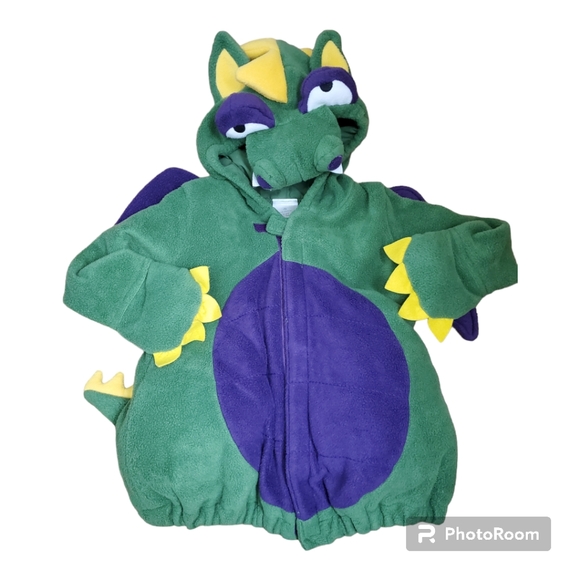 Old Navy Green and Purple Plush Dragon Halloween Dress Up 2Pc Costume - Picture 3 of 9